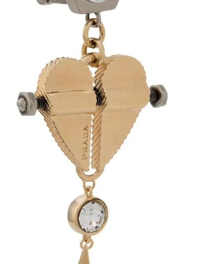 Shop Prada Heart And Lightning Earrings In F0056 Oro
