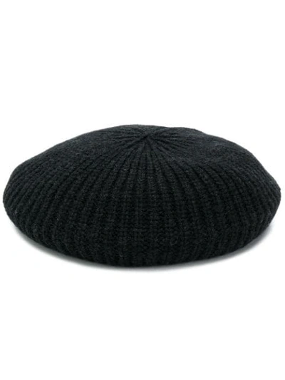 Shop Roberto Collina Knitted Beret Hat In Black