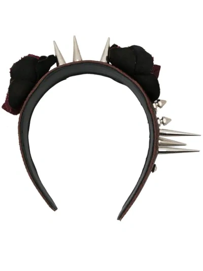 Shop Barbara Bologna Spiked Floral Headband In Brown