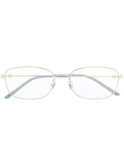 Shop Gucci Oval Glasses In Metallic