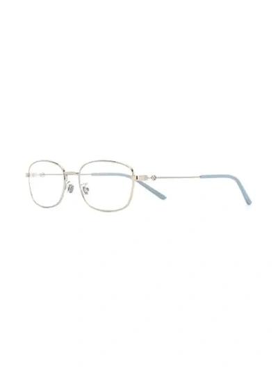 Shop Gucci Oval Glasses In Metallic