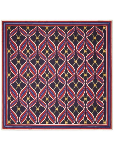 Shop Gucci Motif Pattern Foulard Scarf In Red