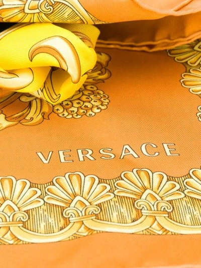 Shop Versace Baroque Print Scarf In Brown