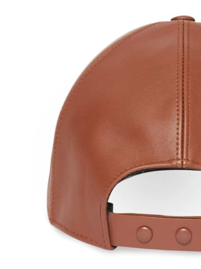 Shop Burberry Monogram Motif Leather Baseball Cap In Brown