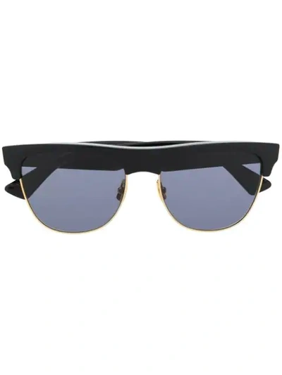 Shop Bottega Veneta Round Frame Sunglasses In Black