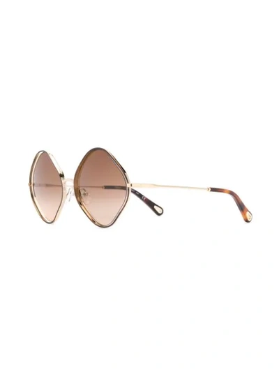 Shop Chloé Poppy Diamond-frame Sunglasses In Brown