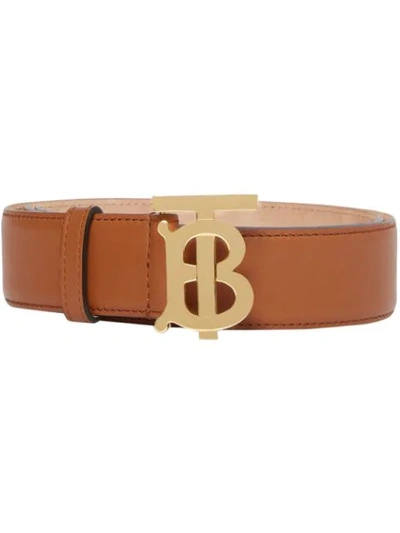 Shop Burberry Monogram Buckle Belt In Brown