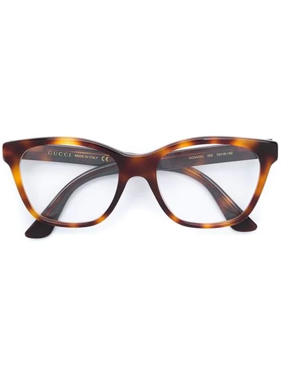 Shop Gucci Crystal-embellished Square-frame Glasses In Brown