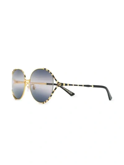 Shop Gucci Oversized Frame Sunglasses In 金色