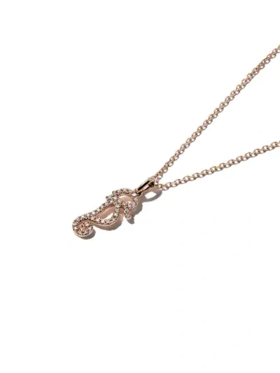 Shop As29 18kt Rose Gold Mini Charm Seahorse Diamond Necklace