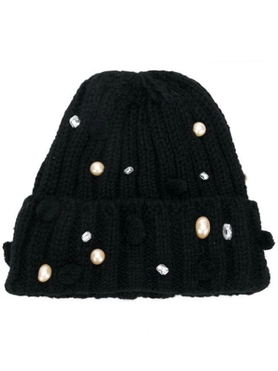 Shop Ca4la Embellished Beanie Hat - Black