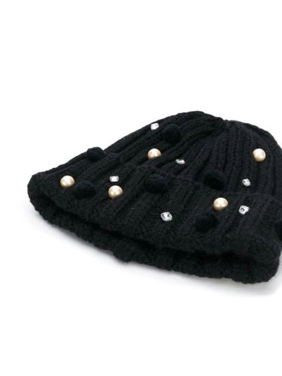 Shop Ca4la Embellished Beanie Hat - Black