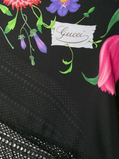 Shop Gucci Floral Print Silk Shawl - Black