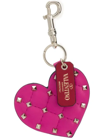 Shop Valentino Rockstud Heart Key Ring - Pink