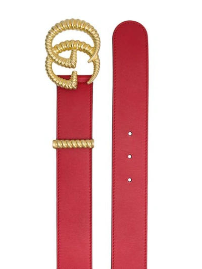 Shop Gucci Double G Belt In Red