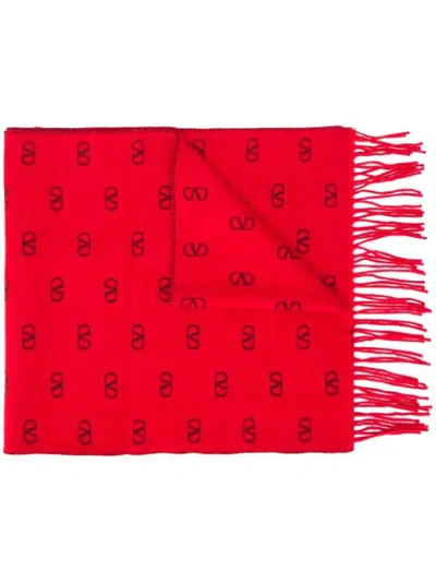 Shop Valentino Vlogo Monogram Scarf In Red