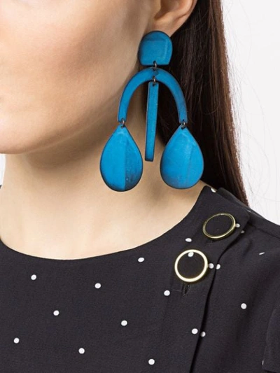 Shop Annie Costello Brown Arc Drop Earrings In Blue