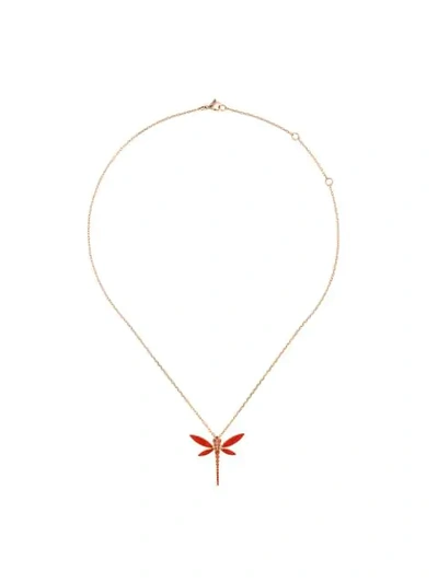 Shop Anapsara Dragonfly Pendant Necklace In Yellow