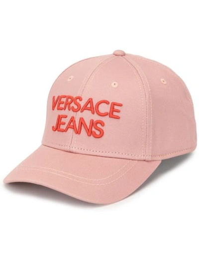 Shop Versace Jeans Embroidered Logo Baseball Cap In Pink