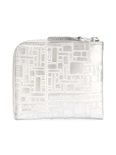 Comme Des Garçons Logo-embossed Leather Wallet In Metallic