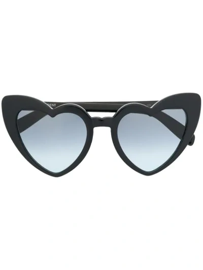 Shop Saint Laurent Heart Frame Sunglasses In Black