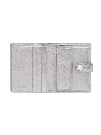 MIU MIU MADRAS LEATHER WALLET - 金属色