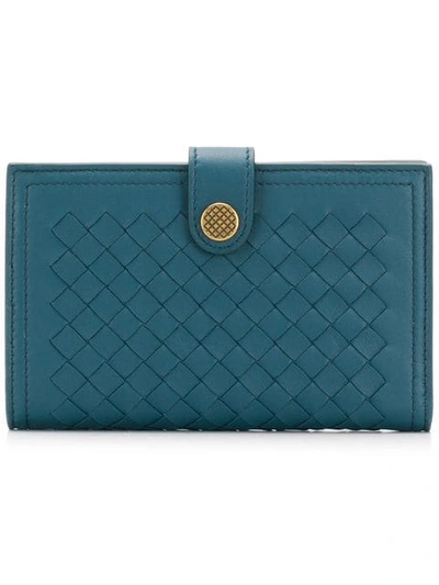 Shop Bottega Veneta Flap Wallet In Blue