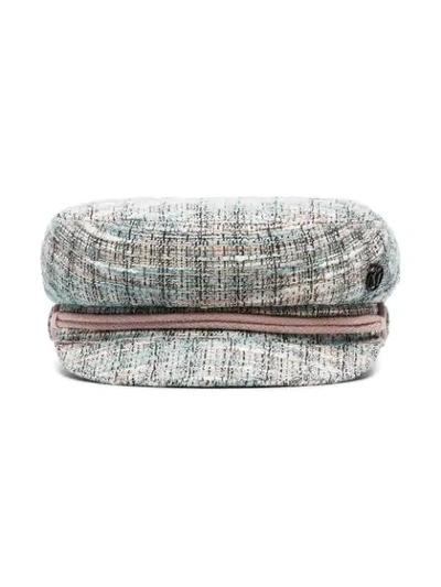 Shop Maison Michel Abby Tweed Baker Boy Hat In Multicoloured