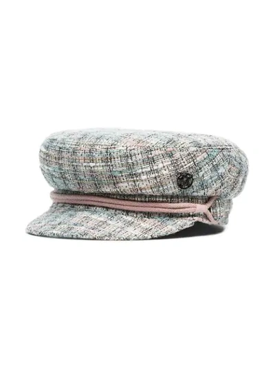 Shop Maison Michel Abby Tweed Baker Boy Hat In Multicoloured