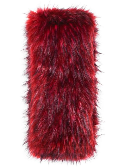 Shop Gucci Faux Fur Scarf In Red