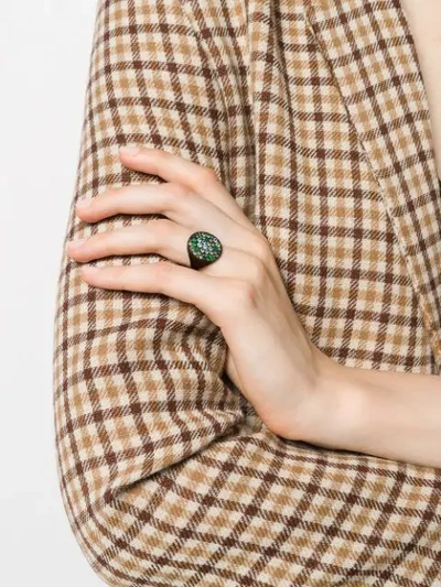 Shop Colette 18kt Black Gold Pave Emerald Cocktail Ring