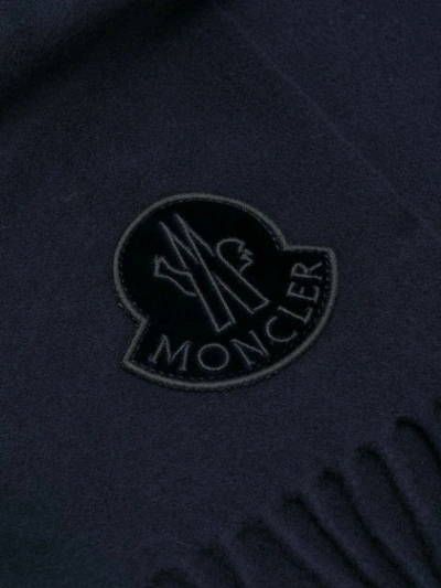 Shop Moncler Fringed Scarf - Blue