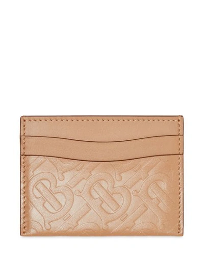 Shop Burberry Monogram Leather Card Case In Brown