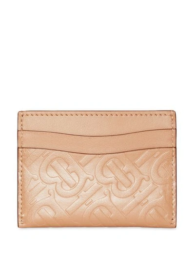 Shop Burberry Monogram Leather Card Case In Brown
