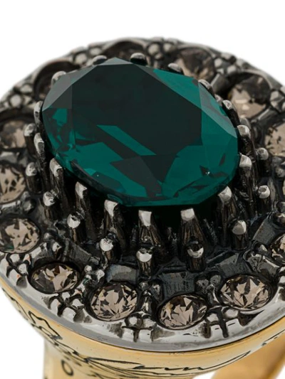 Shop Alexander Mcqueen Gem Embellished Ring In Metallic