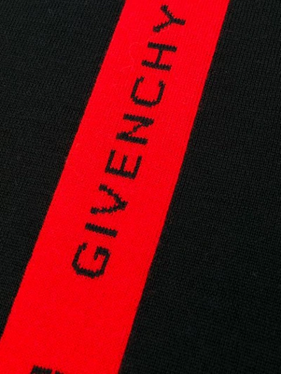 Shop Givenchy Logo Stripe Knit Scarf In Black