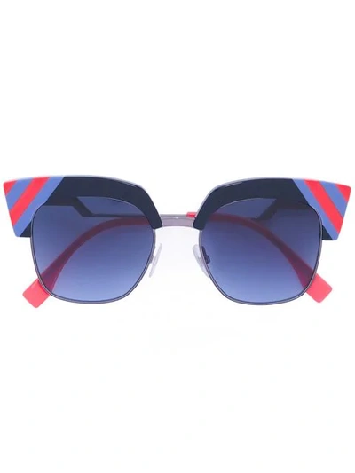 Shop Fendi Waves Sunglasses In Blue