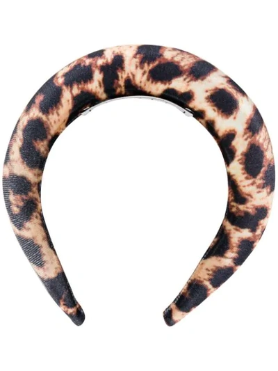 Shop In The Mood For Love Leopard Print Velvet Headband In Leopar Print