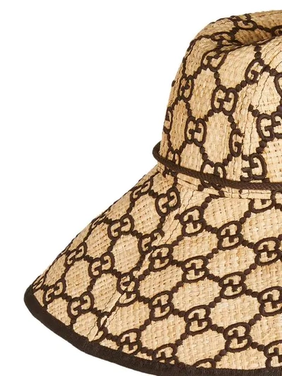 Shop Gucci Hat With Interlocking G Motif In Neutrals