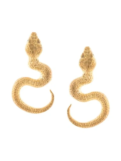Shop Natia X Lako Big Snake Earrings In Gold