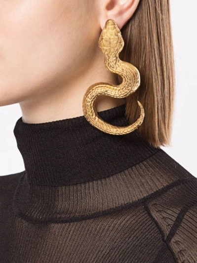 Shop Natia X Lako Big Snake Earrings In Gold