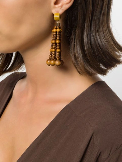 Shop Jacquemus Ball Earrings In Brown