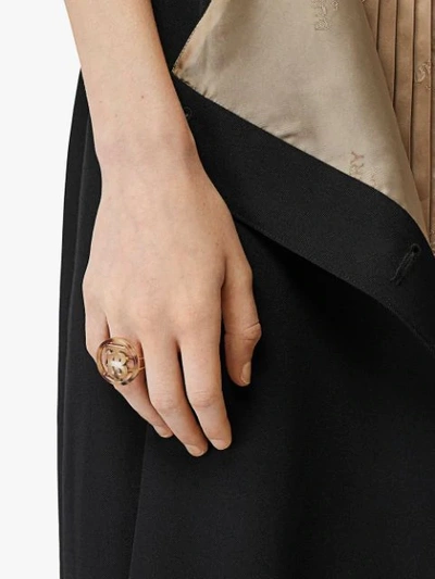 Shop Burberry Resin And Gold-plated Monogram Ring