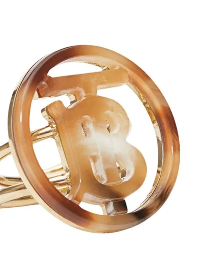 Shop Burberry Resin And Gold-plated Monogram Ring