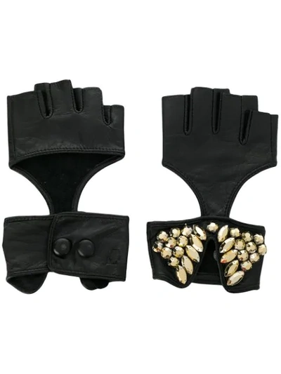 Shop Karl Lagerfeld Fingerless Party Gloves - Black