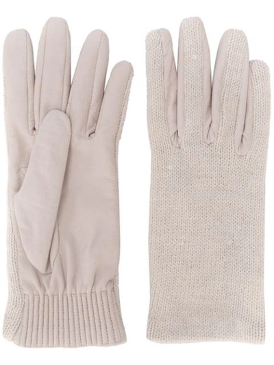 Shop Brunello Cucinelli Knit Gloves In Neutrals