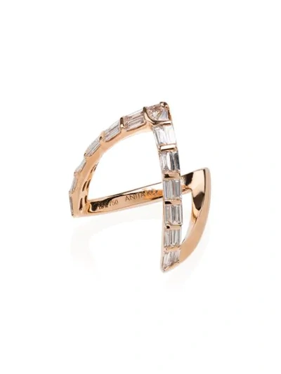 Shop Anita Ko 18kt Rose Gold Diamond-embellished V Ring