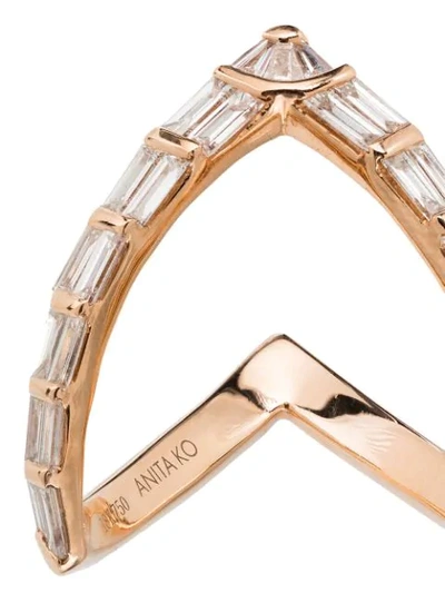 Shop Anita Ko 18kt Rose Gold Diamond-embellished V Ring