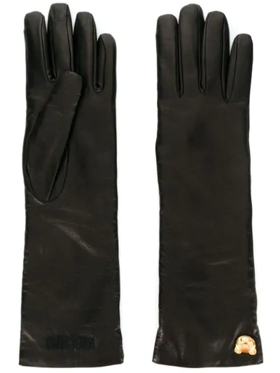 Shop Moschino Teddy Charm Gloves In Brown