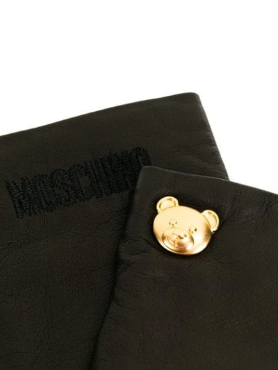 Shop Moschino Teddy Charm Gloves In Brown